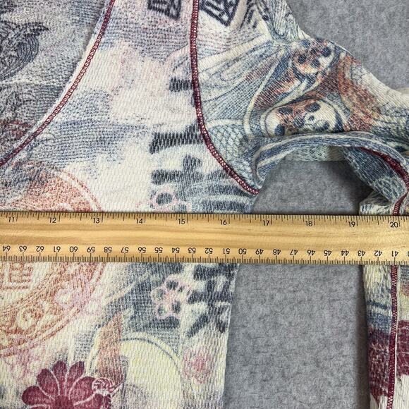 Vintage Y2K Lucky Brand Shirt Womens M Asian Inspired Print Long Sleeve T Shirt - Picture 4 of 10
